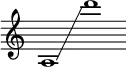 {
\new Staff \with { \remove "Time_signature_engraver" }
\clef treble \key c \major \cadenzaOn
a1 \glissando d'''1
}