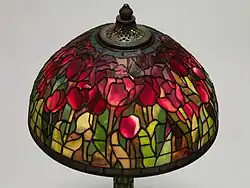 Shade with copper-foil tulip design