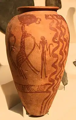 Paintings with symbols on Naqada II pottery. 3500-3200 BC.