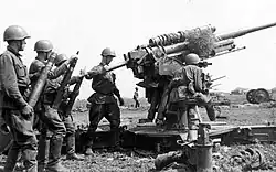 AA guns of the 268th Separate Anti-Aircraft Artillery Battalion during the defense of Nikolayev, August 1941