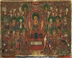 Shakyamuni Buddha Rear Altar Banner Painting, 1913, Bongboksa