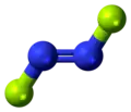 trans-dinitrogen difluoride ball-and-stick model