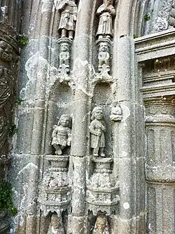Piédroits on the left side of the entrance to the south porch at Ploudiry