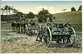 Postcard of the 1 Königlich Sächsische Maschinengewehr-Abteilung Nr. 12 (Royal Saxon Machine Gun Detachment No. 12) with MG 01 mounted on horse-drawn cart in Dresden, 1905.