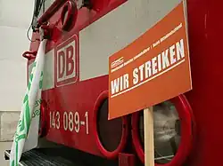 Image 14Strike sign used by the German Train Drivers' Union in the German national rail strike of 2007.