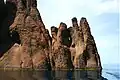 Red Rhyolite cliffs.