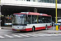 A Beijing bus displaying the route number 695 using a seven-segment display