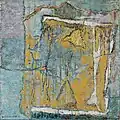 Artificial Flower on a Naples Yellow Background, 1978–1980, Oil on paper laid down on wooden board, 45 x 46&nbsp;cm.