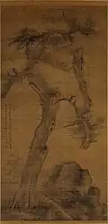Wu Zhen (1280–1354), Crooked Pine, 1335, ink on silk, collected by Metropolitan Museum of Art.