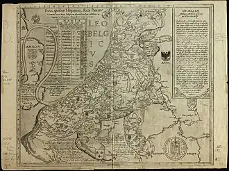 Leo Belgicus by Aitsinger/Hogenberg, 1583