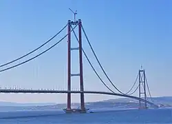 The Çanakkale 1915 Bridge on the Dardanelles strait, connecting Europe and Asia, is the longest suspension bridge in the world.[303]