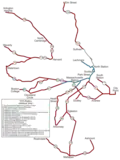 Streetcar lines remaining in Boston in 1953.