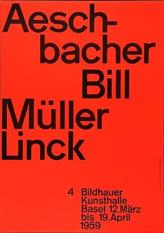 Poster image with red background and sans serif typography in black