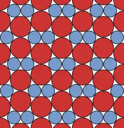 A compact packing of two sizes of circle