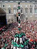 First pilar de vuit amb folre i manilles descarregat in Barcelona, Castellers de Vilafranca, 25/09/2005