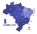 Bolsonaro's gain in vote share (by states) from the first round in the runoff