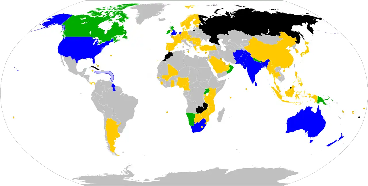 Map highlighting the countries at the 2024 T20 World Cup qualification pathway