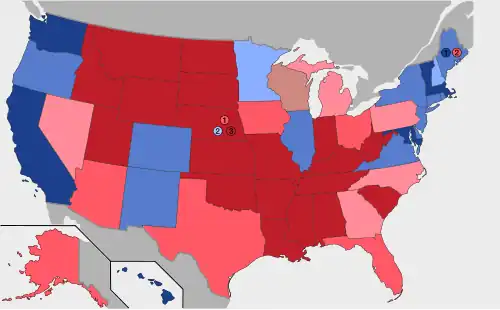 Results by margin of victory in each state.[f]