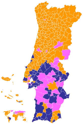 Most voted by municipality: AD (orange), PS (pink), CH (blue)