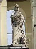 A statue on the exterior.