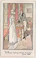 C. E. Brock (1898): Frederick draws Anne's attention to his letter (ch.23)