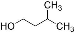 2D representation of the chemical structure of isoamyl alcohol .