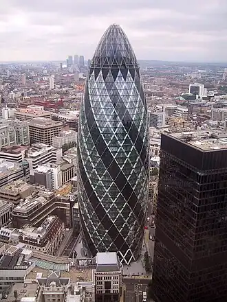 30 St Mary Axe, one of London's most popular new buildings.[61]