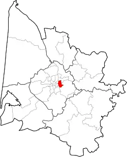 Location of the canton of Cenon in the Gironde department.