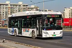 Foton BJ6123FCEVCH-1 fuel cell bus running in Malianwa Subdistrict, Haidian District, Beijing