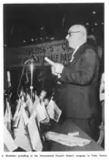 A. Blodnieks presiding at the International Union's congress in Paris, France