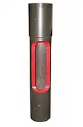 Cut-away of the gun tube, showing the rifling