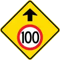 (MR-WDAD-2) Speed Limit Ahead (100&nbsp;km/h) (used in Western Australia)
