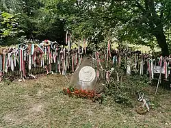 Albert Wass statue at the castle of Marosvécse (Brâncoveneşti), Transylvania, Romania (2000)