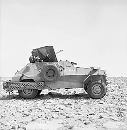 A Marmon-Herrington Mk II armoured car armed with an Italian 20 mm Breda, near Tobruk, Libya, 8 May 1941