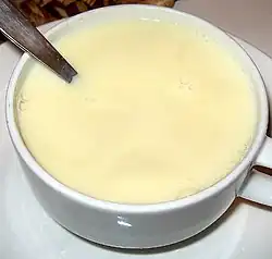 A cup of hot soy milk