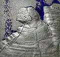 An oblique lidar view of a moated site with ridge and furrow north of Barnhill Spinney at Hambleton