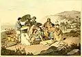 Men and women wearing Nghệ hats at a beach in Danang, 1793