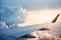 A wing tip of an airplane
