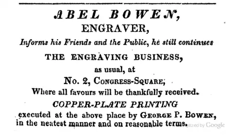 Office at Congress-Square; advertisement in Boston Directory, 1823