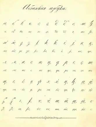 Abkhaz alphabet of von Uslar 1862.