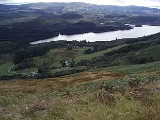 View of Above Drumlean, looking down the hillside to Loch Ard