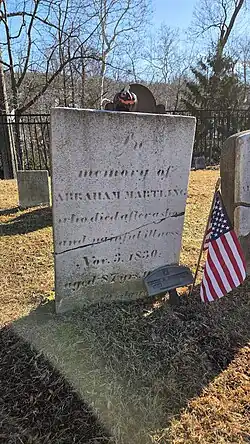 Headstone of Abraham Martling, one of the possible inspirations for Irving's Brom Bones