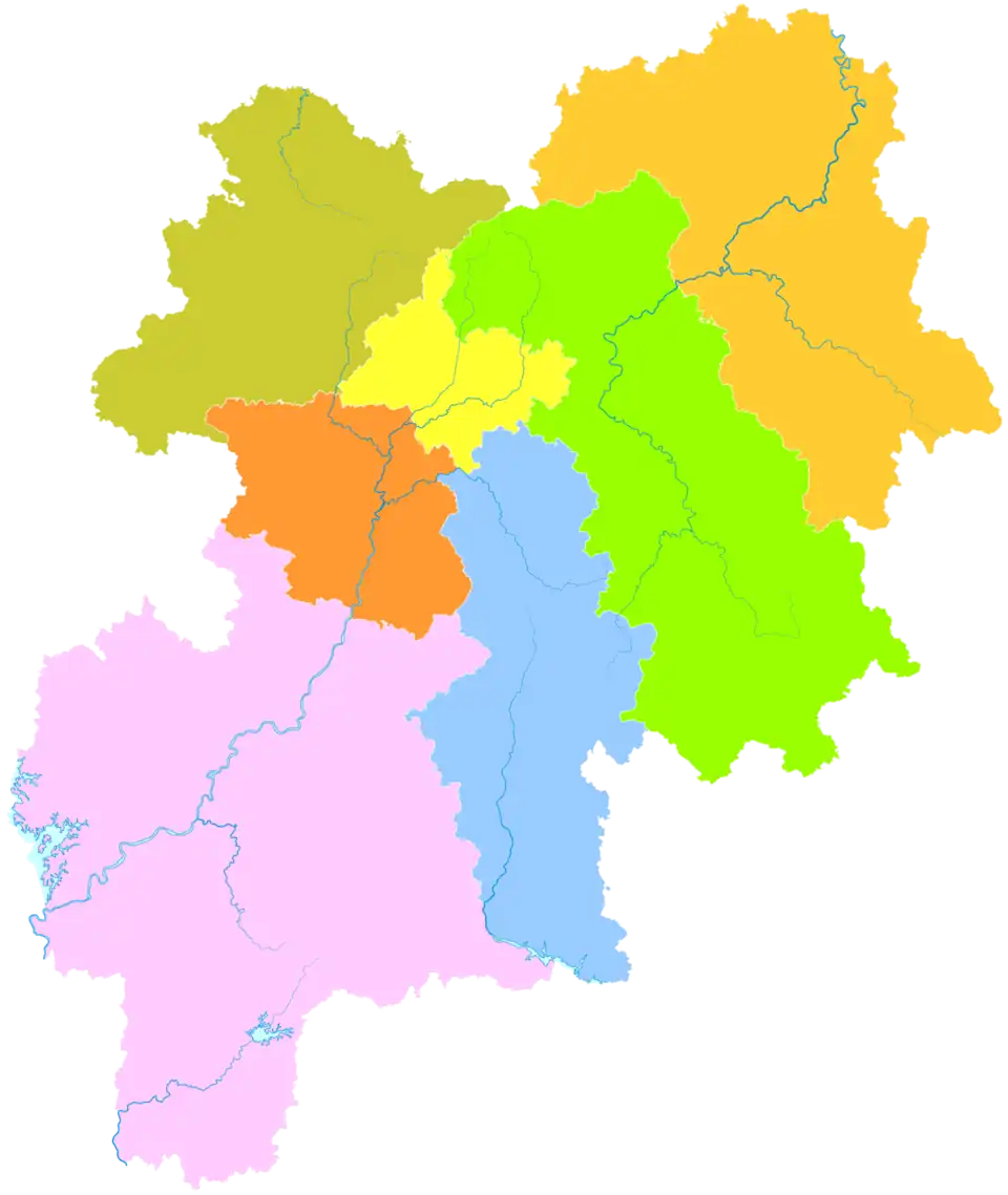 Rong County is the northeasternmost division on this map of Yulin.