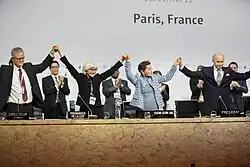 Image 7The Paris Agreement (formerly the Kyoto Protocol) is adopted in 2016. Nearly every country in the United Nations has signed the treaty, which aims to reduce greenhouse gas emissions. (from Environmental science)