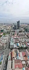 Aerial View of Preah Monivong Boulevard at Central Market Area