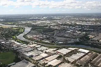 Aerial view of Rydalmere and the Parramatta River