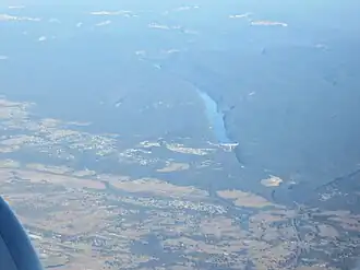 Aerial view of Warragamba Dam, Silverdale, and Wallacia