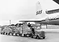 SAS DC-7 Guttorm Viking LN-MOD, Cargo loading at Bromma Airport BMA, Stockholm, 1958.