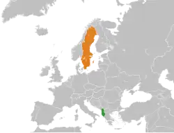 Map indicating locations of Albania and Sweden