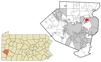 Location in Allegheny County, Pennsylvania